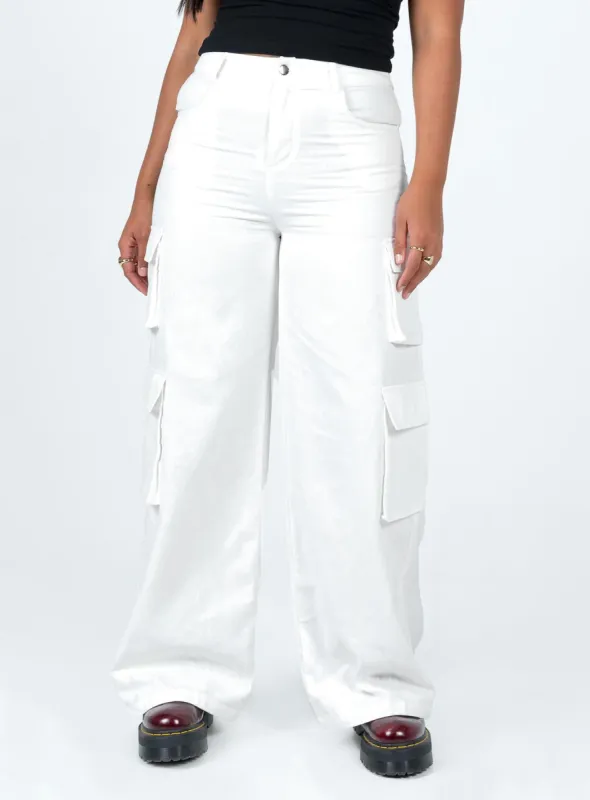 Alexis Cargo Pants White sold by Princess Polly