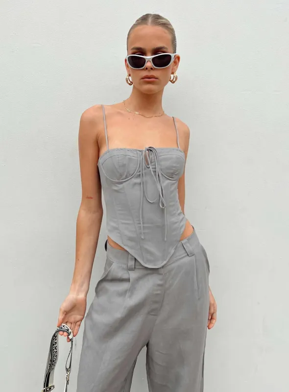 Del Gato Corset Top Grey sold by Princess Polly