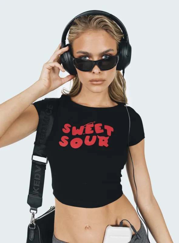 Sweet N Sour Tee Black / Red sold by Princess Polly