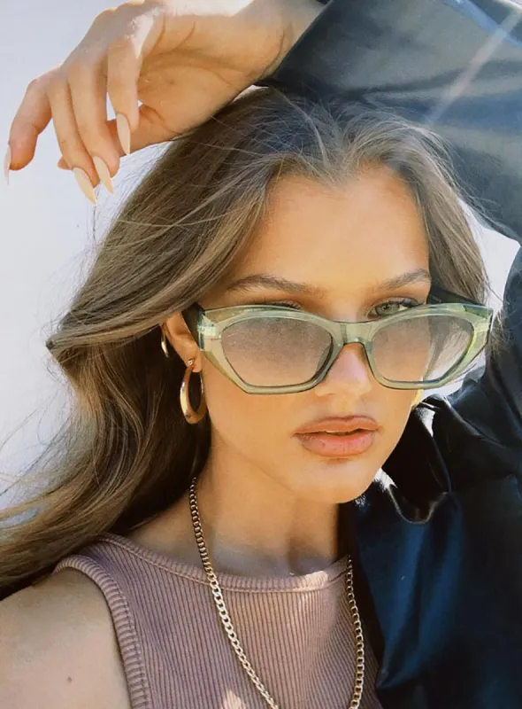 Tell Me Why Sunglasses Green sold by Princess Polly