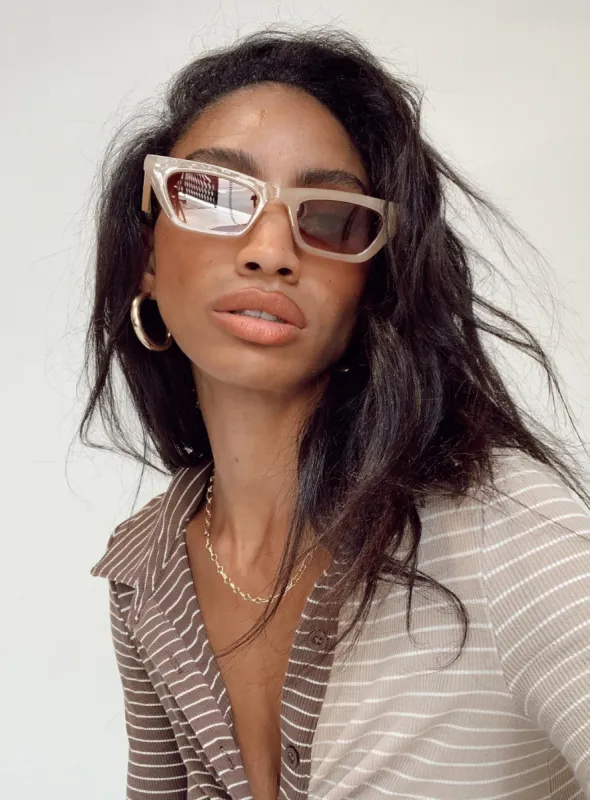 Mylo Sunglasses Milky Beige sold by Princess Polly