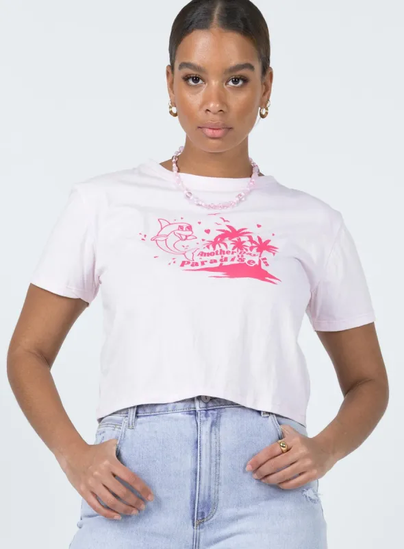 Motel Shrunk Tee Baby Pink Paradise Dolphin sold by Princess Polly