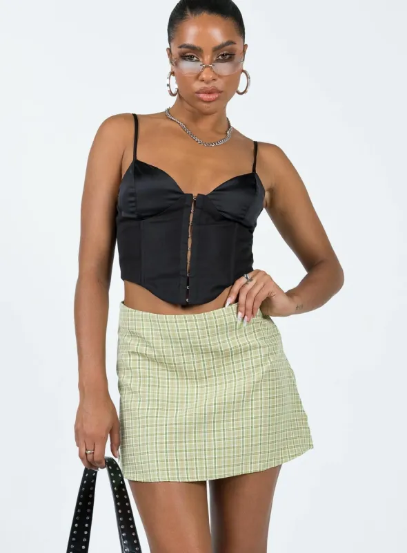 Kai Check Mini Skirt Green sold by Princess Polly