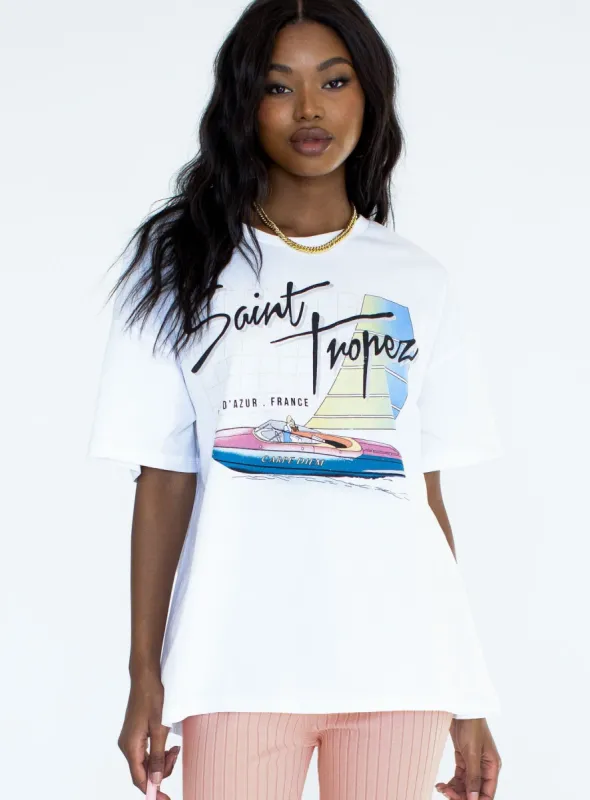 Saint Tropez White Tee sold by Princess Polly