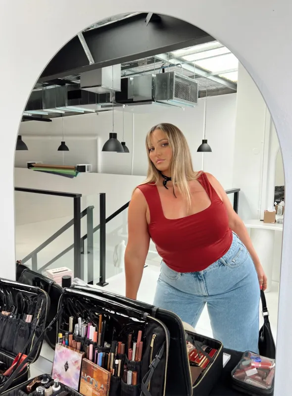 Back In Time Top Red Curve sold by Princess Polly