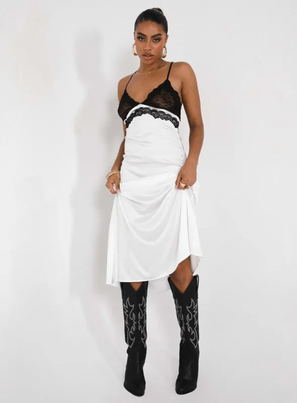 Le Paris Lace Midi Dress White sold by Princess Polly