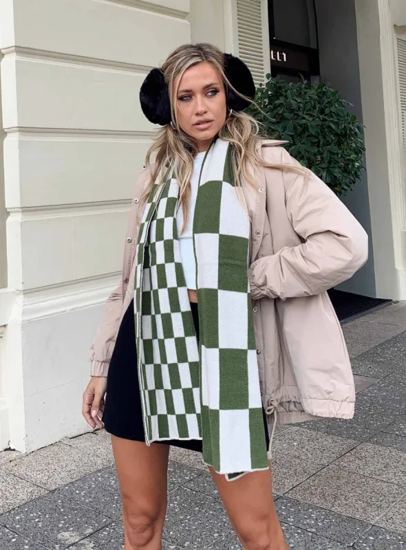 Sage Check Scarf Green / White sold by Princess Polly