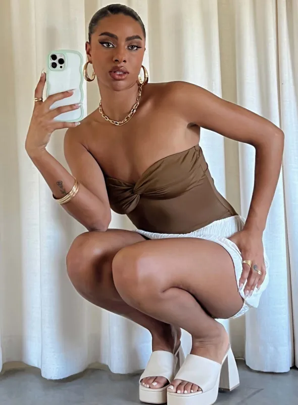 Lenton Bodysuit Brown sold by Princess Polly