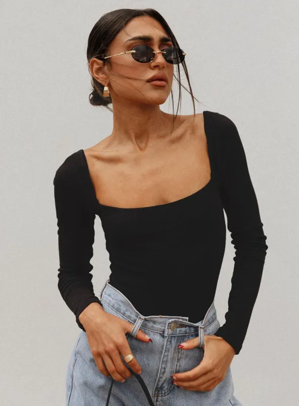 Charlotte Bodysuit Black Tall sold by Princess Polly