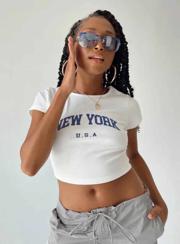 New York Baby Tee White sold by Princess Polly