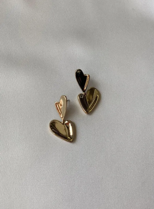 Benaud Heart Earrings Gold sold by Princess Polly