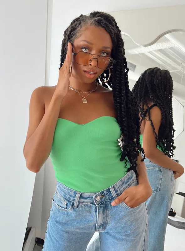 Aston Strapless Bodysuit Green sold by Princess Polly
