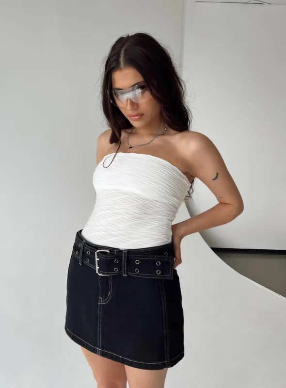 Makena Strapless Bodysuit White Petite sold by Princess Polly