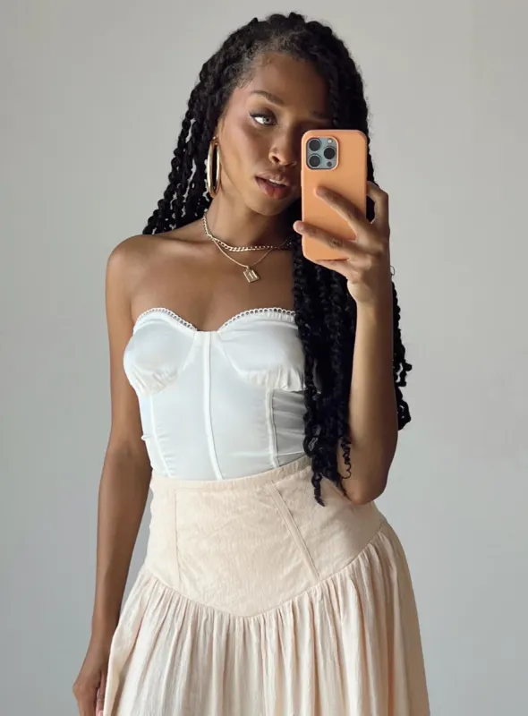 Rubio Strapless Bodysuit White sold by Princess Polly