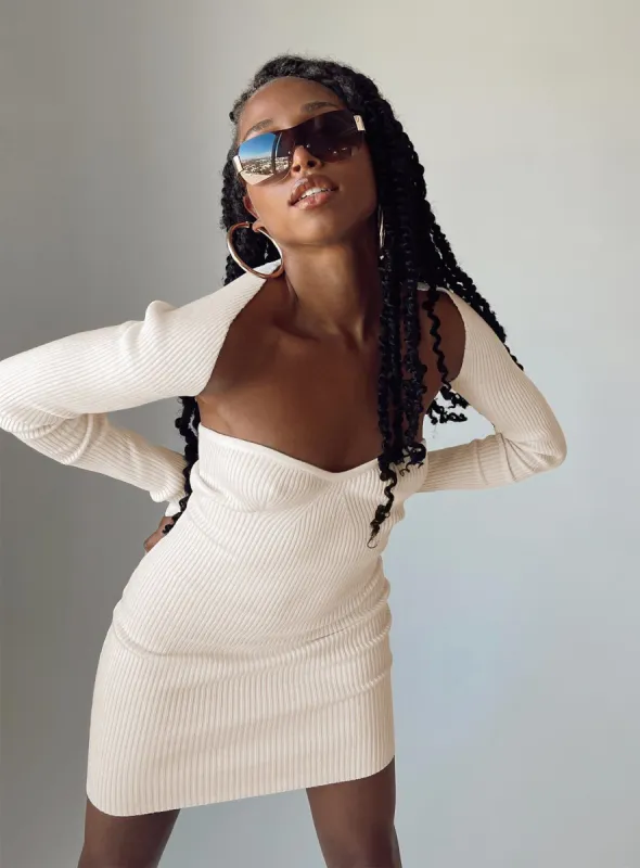 Hellie Mini Dress Cream sold by Princess Polly