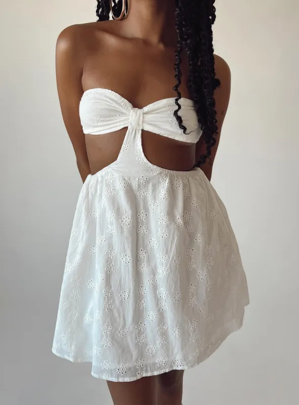 Lulani Mini Dress White sold by Princess Polly