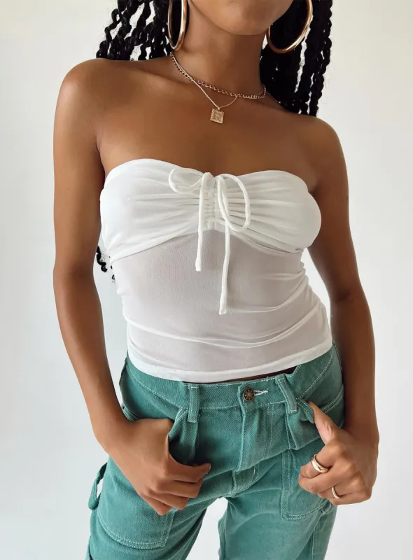 Solana Strapless Longline Top White sold by Princess Polly