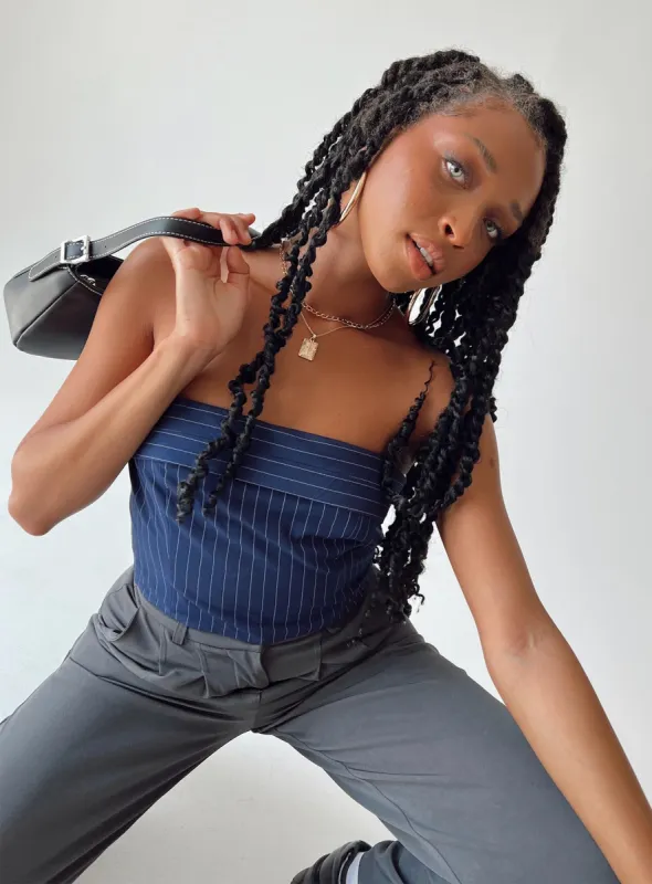Sebastian Strapless Top Navy sold by Princess Polly