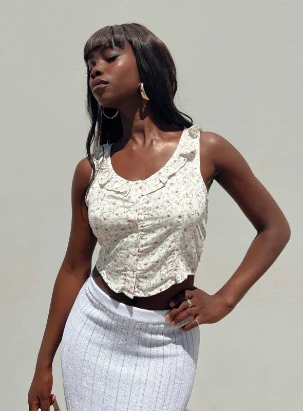 Motel Julka Top Pretty Petal Ivory sold by Princess Polly