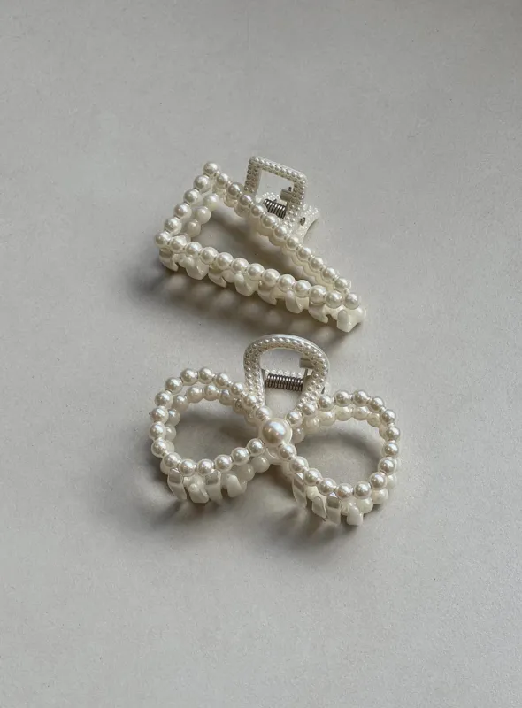 Manrique Hair Clip Pack Pearl sold by Princess Polly