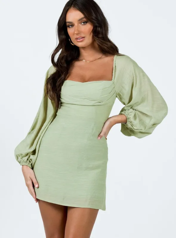Warra Mini Dress Sage sold by Princess Polly