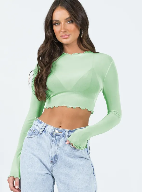 Livvy Long Sleeve Top Green sold by Princess Polly