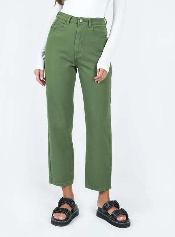 Leta Straight Leg Denim Jeans Khaki sold by Princess Polly