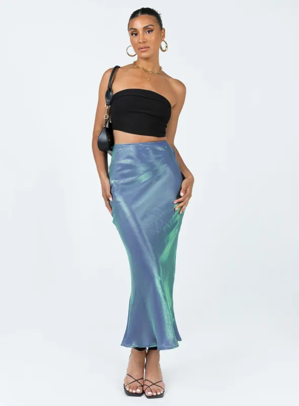 Tobin Maxi Skirt Mermaid Blue sold by Princess Polly