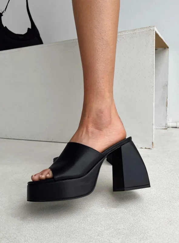 Shapiro Mules Platform Heels Black sold by Princess Polly