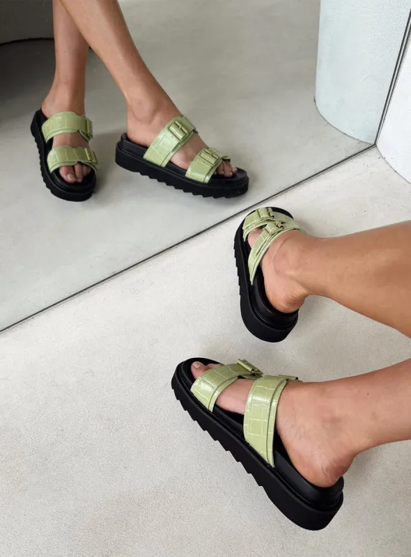 Ma Belle Sandals Matcha Croc sold by Princess Polly