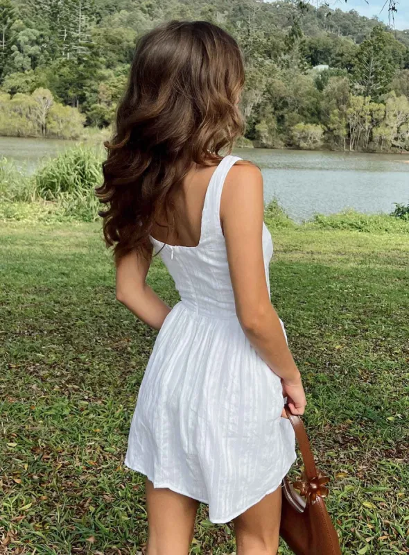 open lace back dress Breanda Collared Mini Dress White