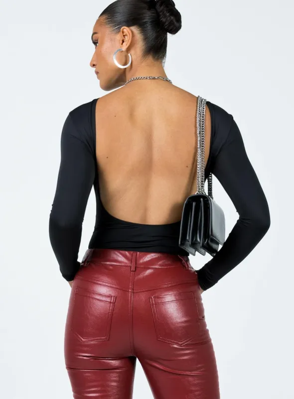 Lavers Long Sleeve Bodysuit Black sold by Princess Polly