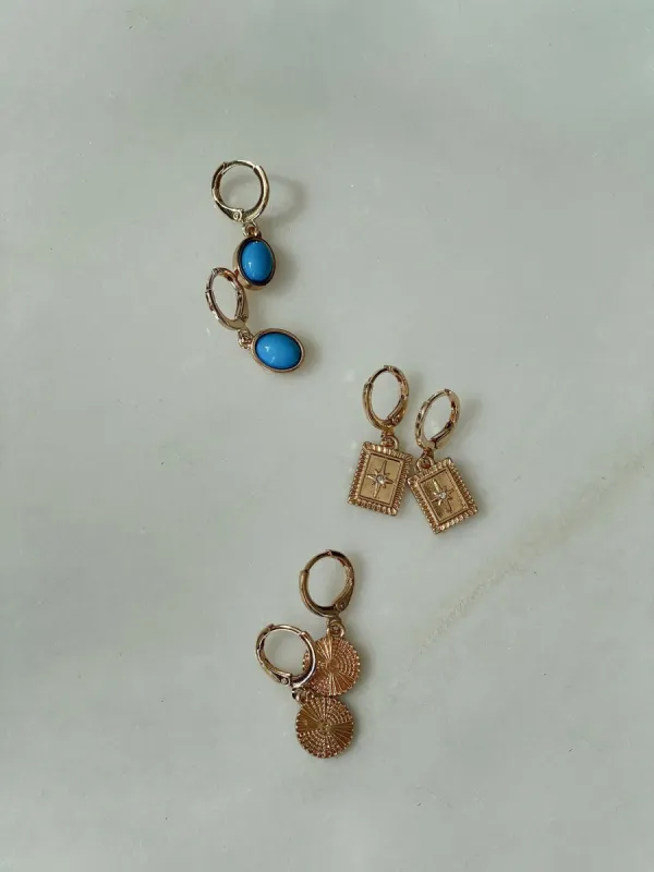 Brolin Earring Pack Gold / Blue sold by Princess Polly