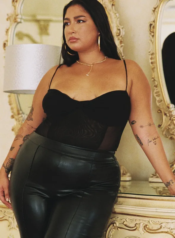 Dagallo Mesh Bodysuit Black Curve sold by Princess Polly