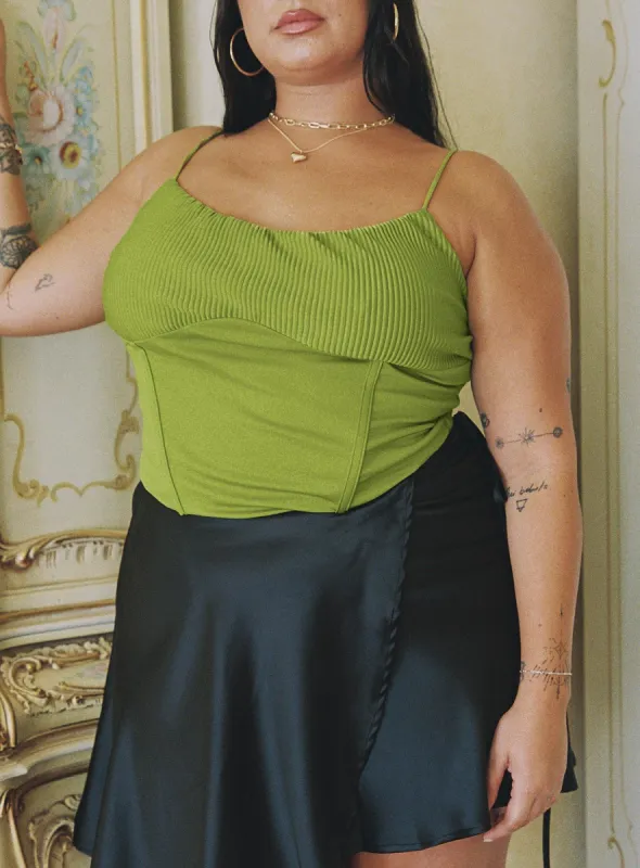 Topakas Plisse Corset Green Curve sold by Princess Polly