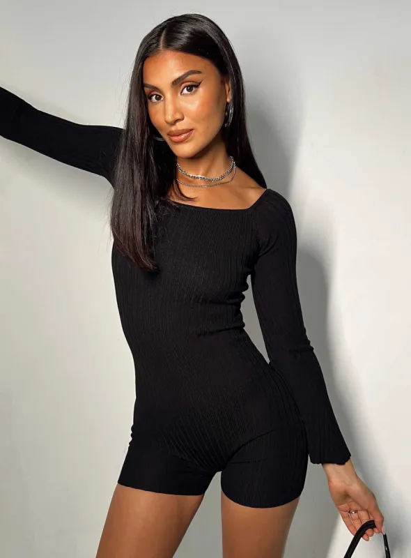 Routley Knit Romper Black sold by Princess Polly