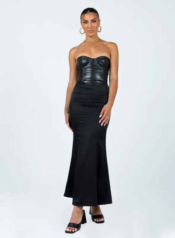 Otter Maxi Skirt Black sold by Princess Polly