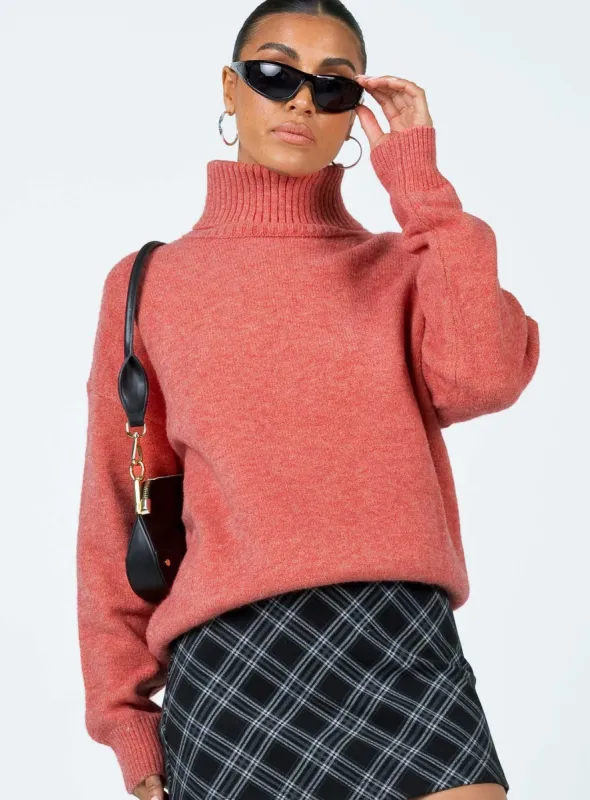 Oswin Turtleneck Sweater Orange sold by Princess Polly