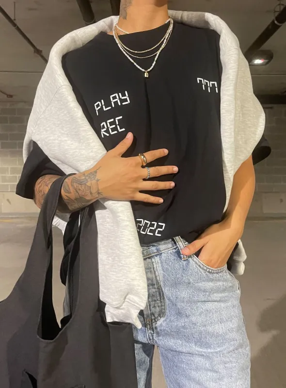 Recording Oversize Tee Black sold by Princess Polly