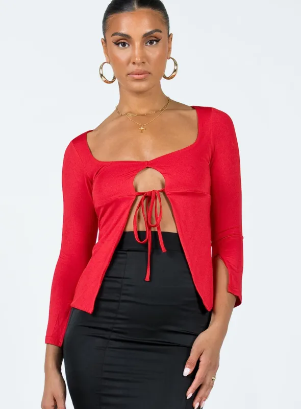 Corabelle Tie Up Top Red sold by Princess Polly