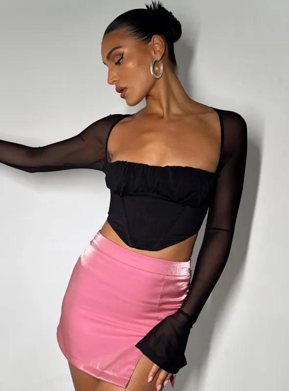 Laurie Long Sleeve Top Black sold by Princess Polly