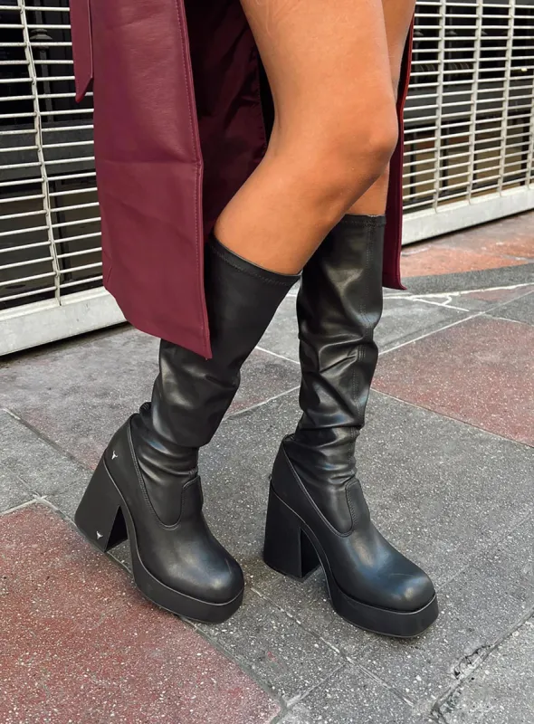 Windsor Smith Highkey Platform Knee High Boots Black sold by Princess Polly