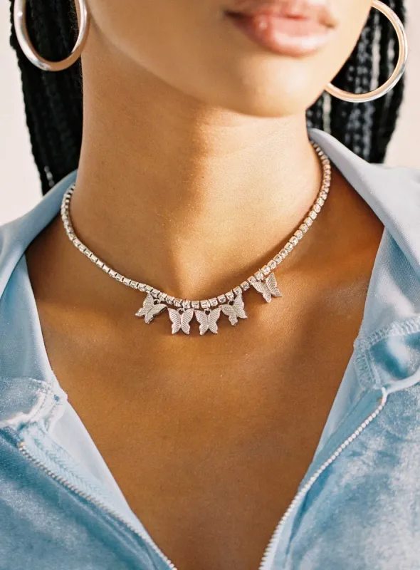 Stellan Butterfly Necklace Silver sold by Princess Polly