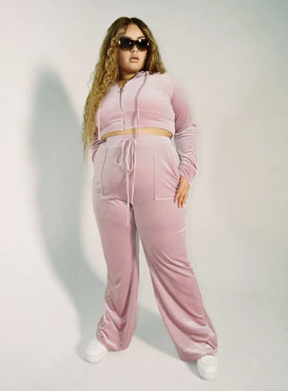 Velour Track Pant Pink Curve sold by Princess Polly