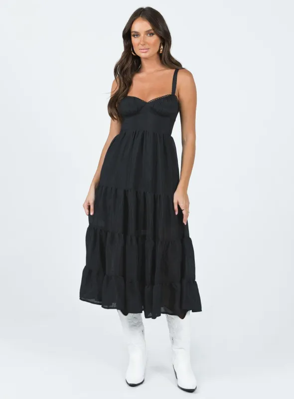 Joella Midi Dress Black sold by Princess Polly