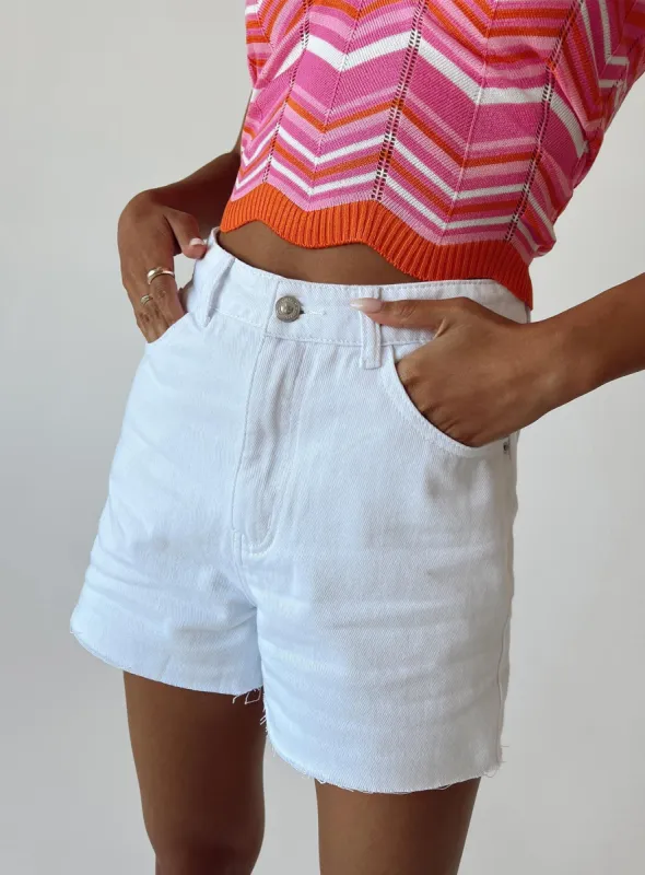 Laurena Denim Shorts White sold by Princess Polly
