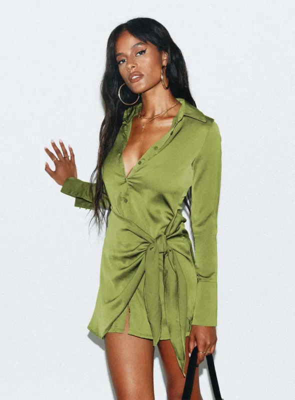 Bodeni Long Sleeve Mini Dress Green sold by Princess Polly