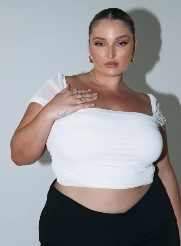 City Lights Crop Top White Curve sold by Princess Polly