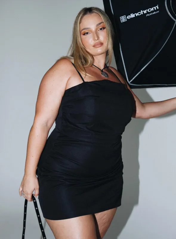 Chandra Mini Dress Black Curve sold by Princess Polly