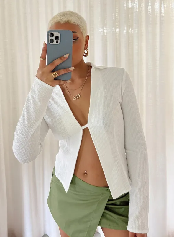 Haddock Long Sleeve Top White sold by Princess Polly